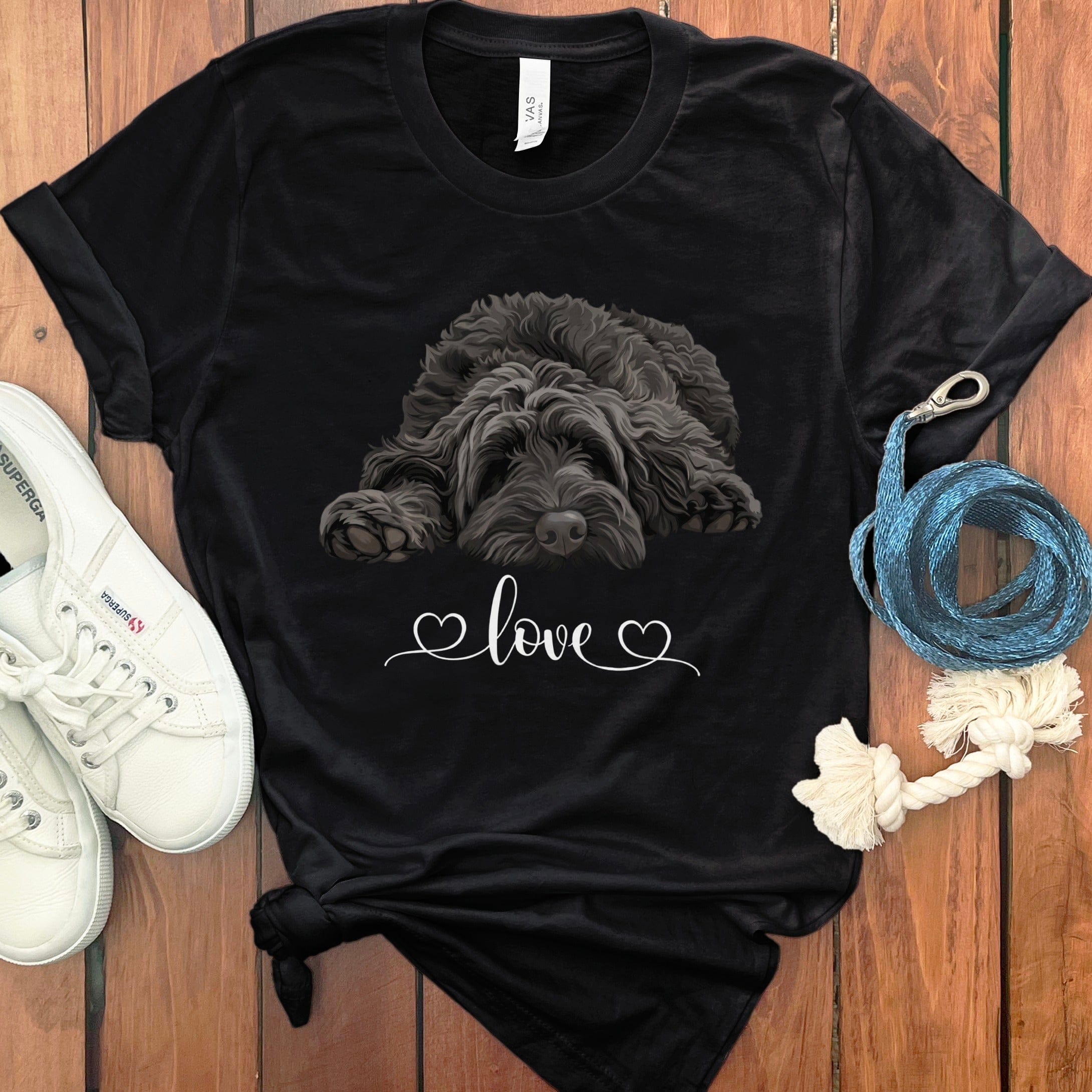 Black Doodle Heart T-Shirt in Black / M by Puppy Jo