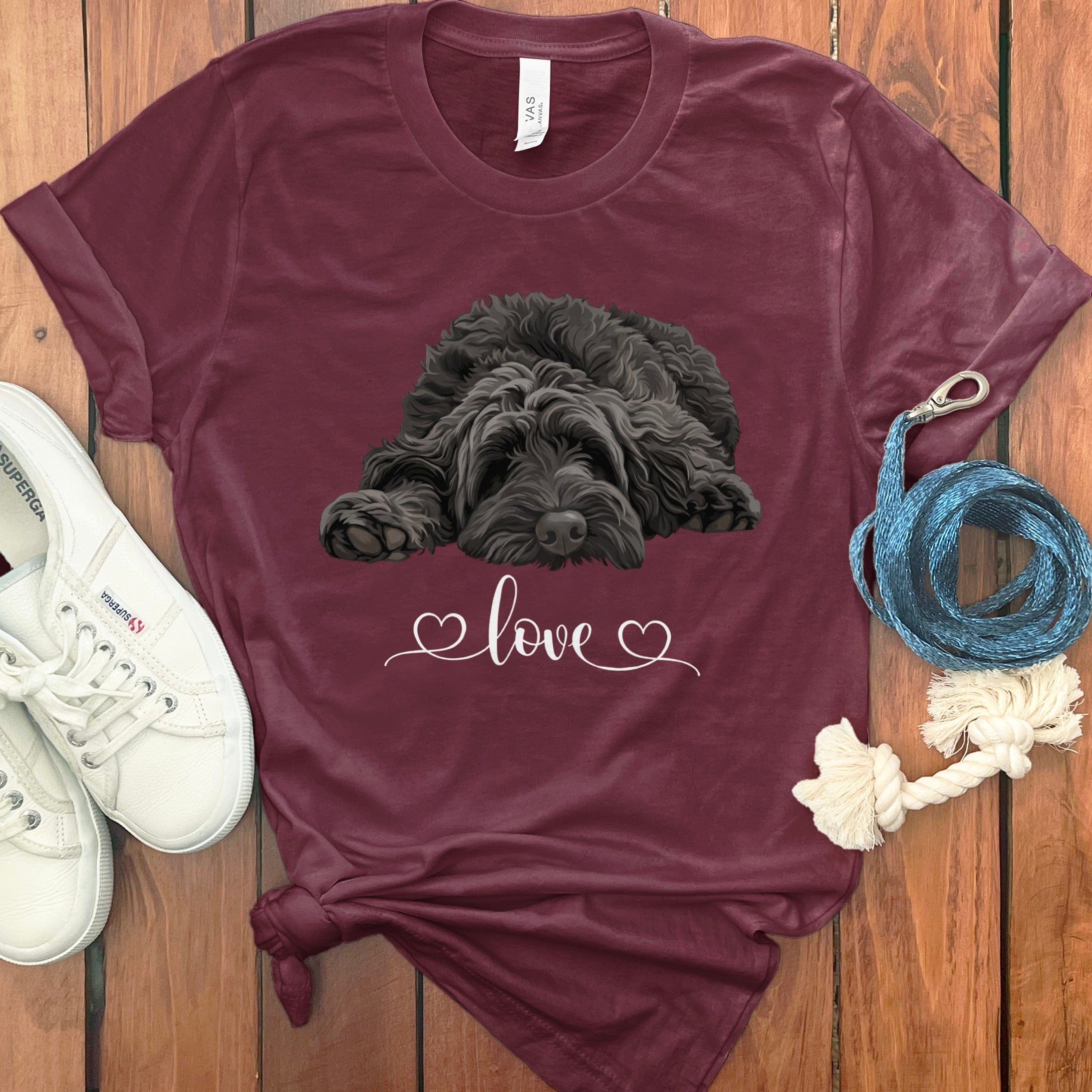 Black Doodle Heart T-Shirt in Maroon / M by Puppy Jo