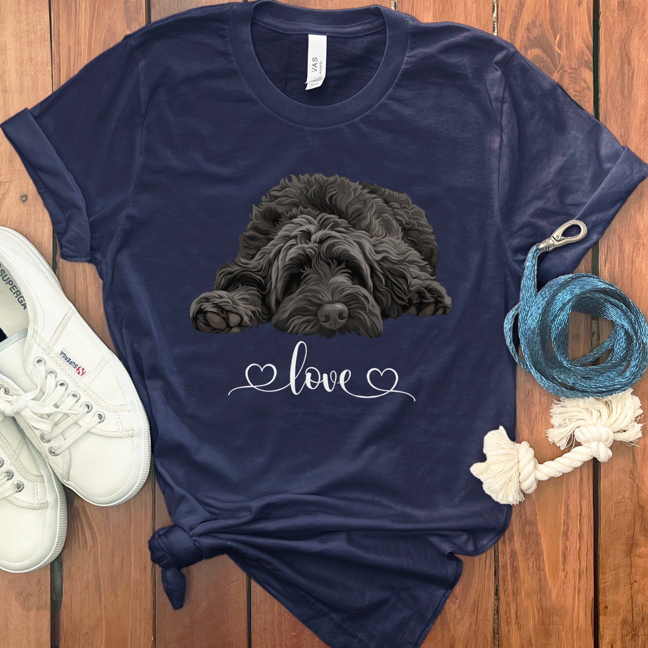 Black Doodle Heart T-Shirt in Navy / M by Puppy Jo