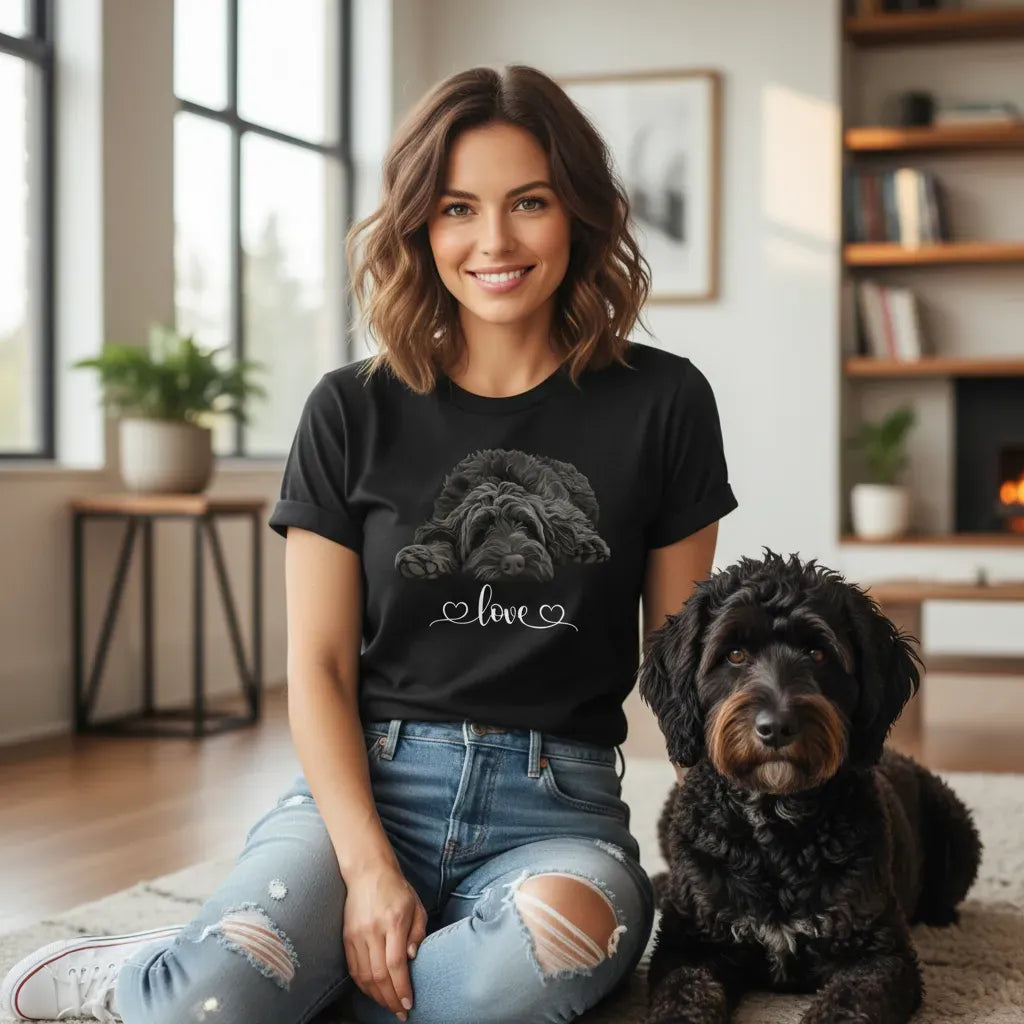 Black Doodle Heart T-Shirt in by Puppy Jo