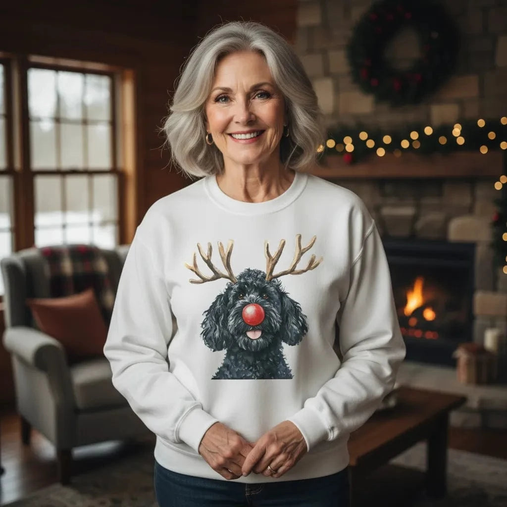 Black Doodle Holiday Sweatshirt in by Puppy Jo