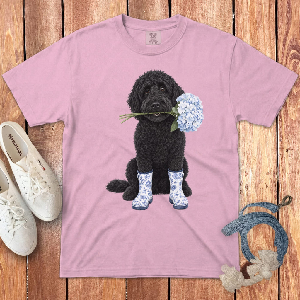 Black Doodle Hydrangea Signature T-Shirt in Blossom / S by Puppy Jo