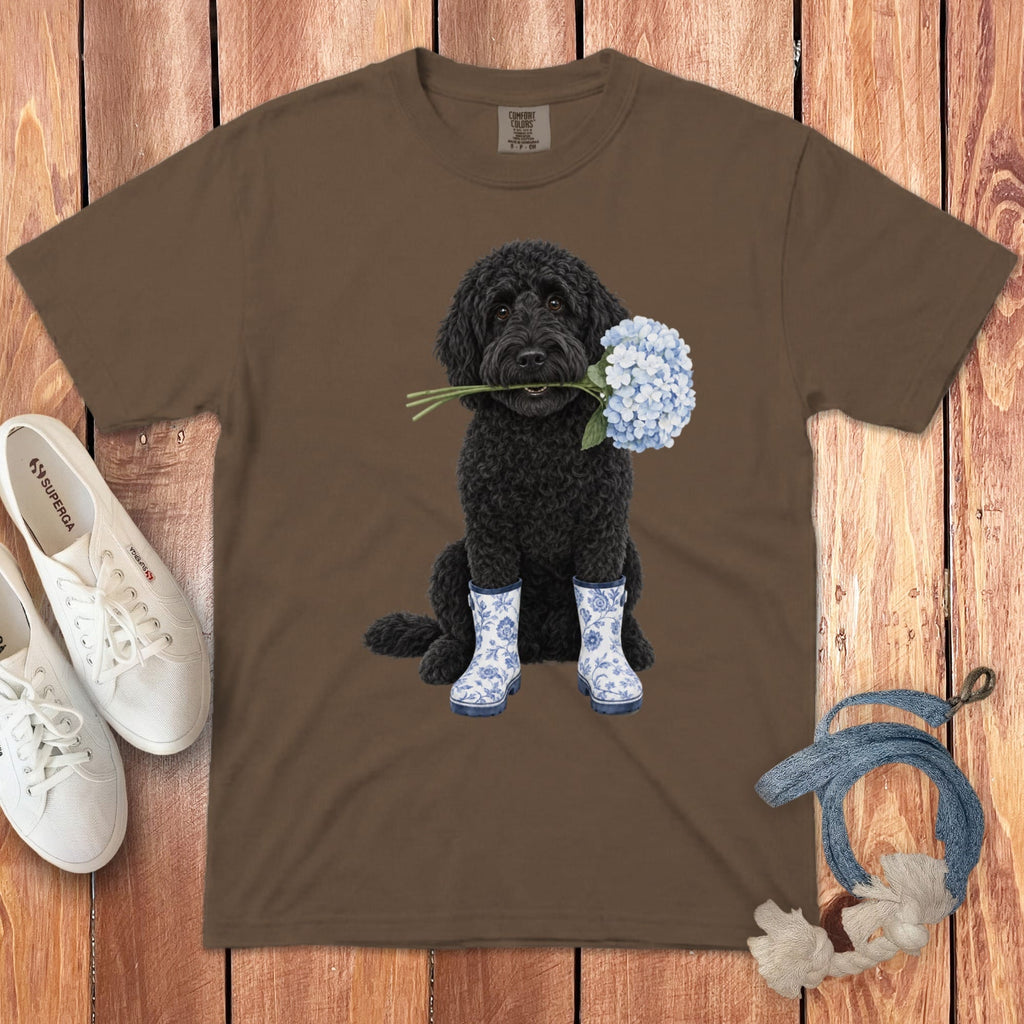 Black Doodle Hydrangea Signature T-Shirt in Espresso / S by Puppy Jo
