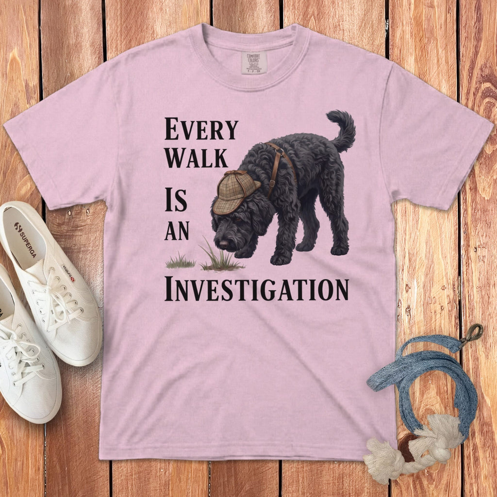 Black Doodle Investigation Signature T-Shirt in Blossom / M by Puppy Jo