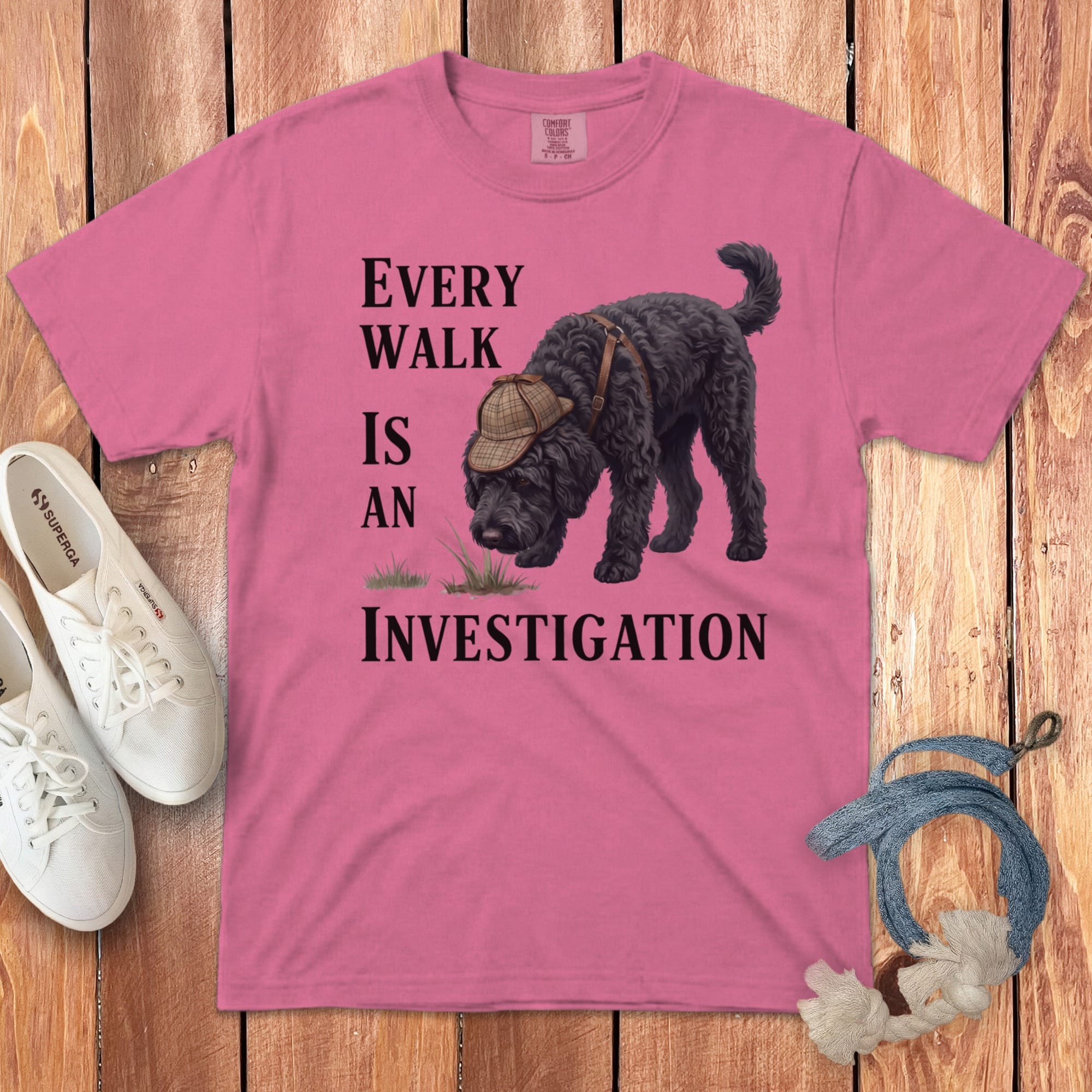 Black Doodle Investigation Signature T-Shirt in Crunchberry / M by Puppy Jo