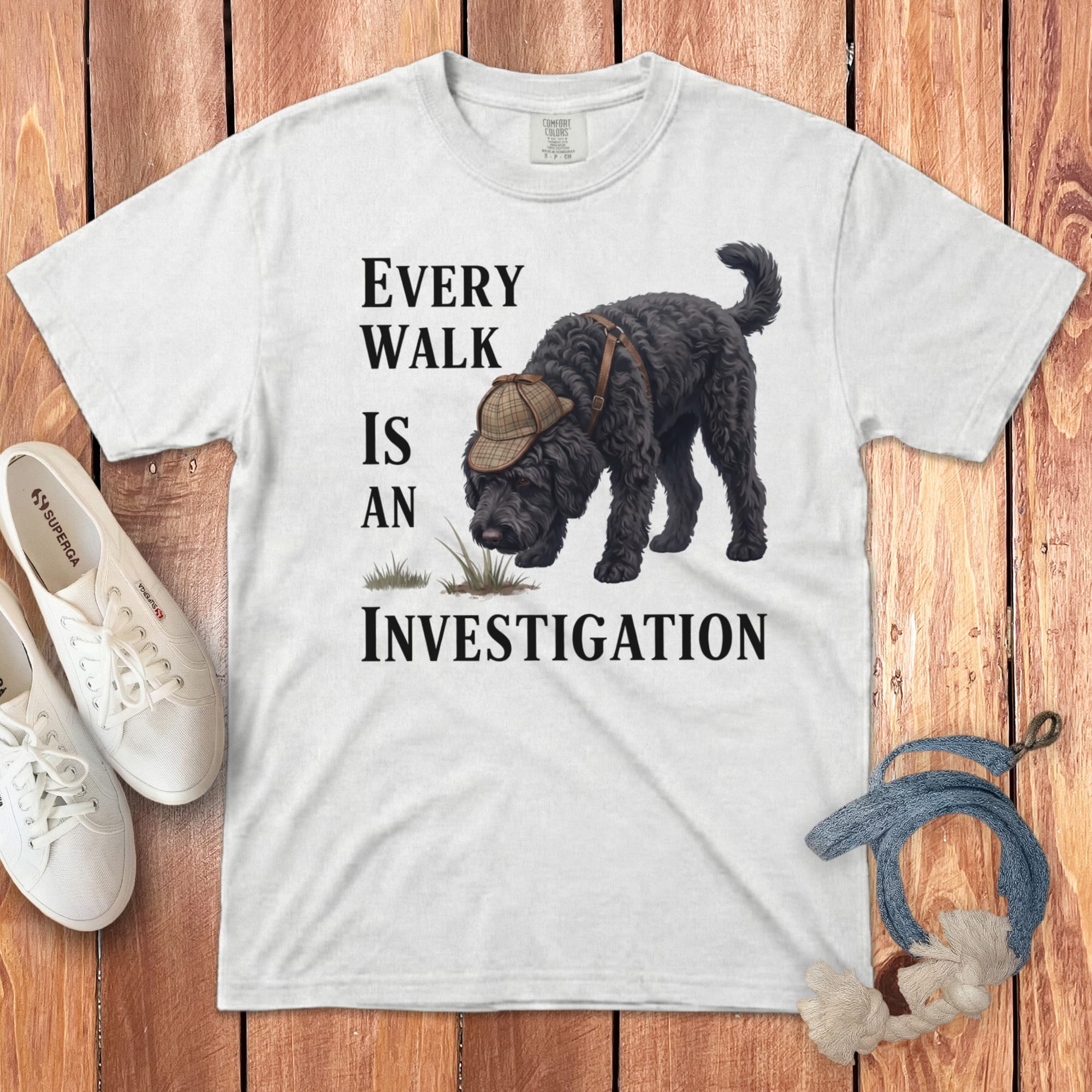 Black Doodle Investigation Signature T-Shirt in White / M by Puppy Jo