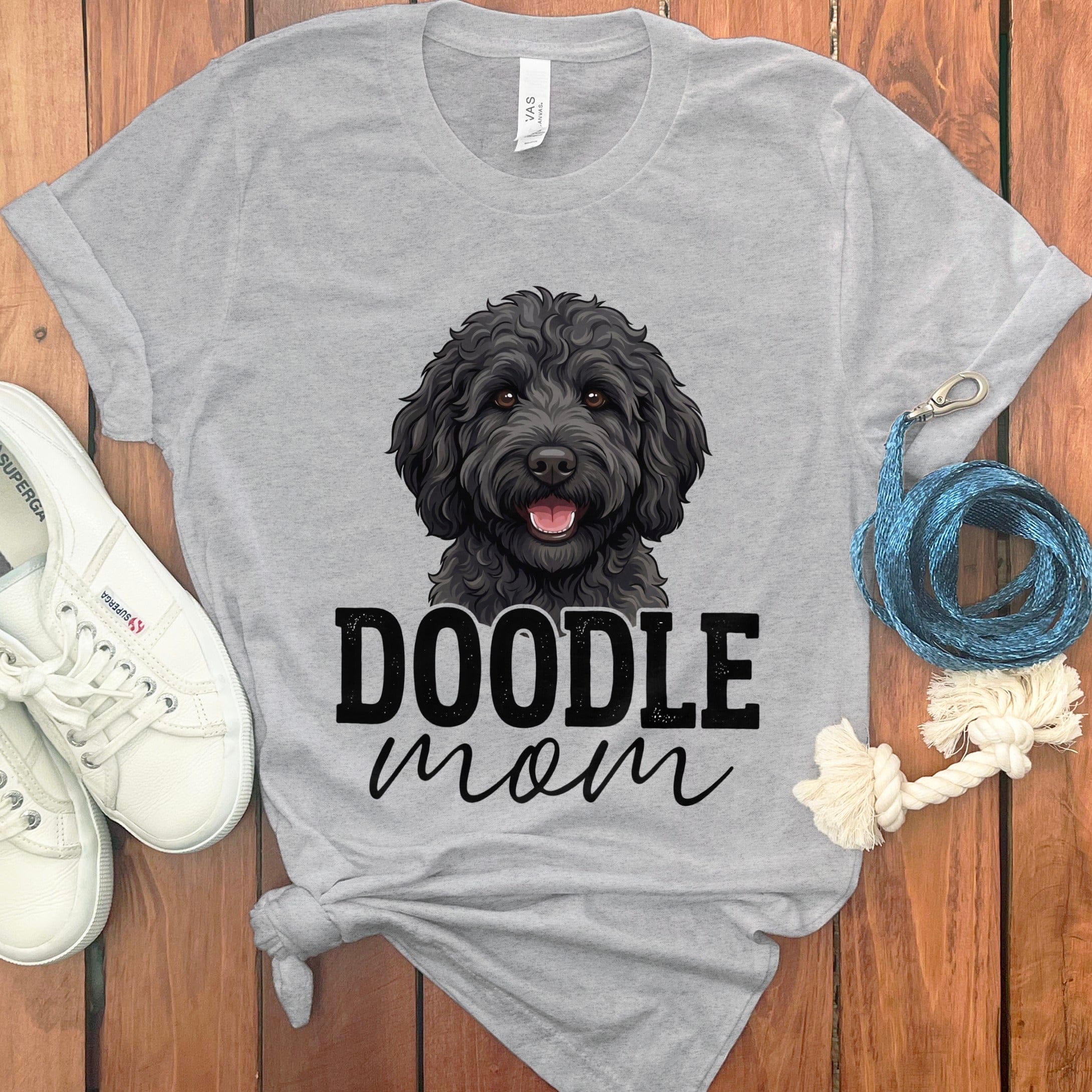 Black Doodle Mom T-Shirt in Athletic Heather / S by Puppy Jo