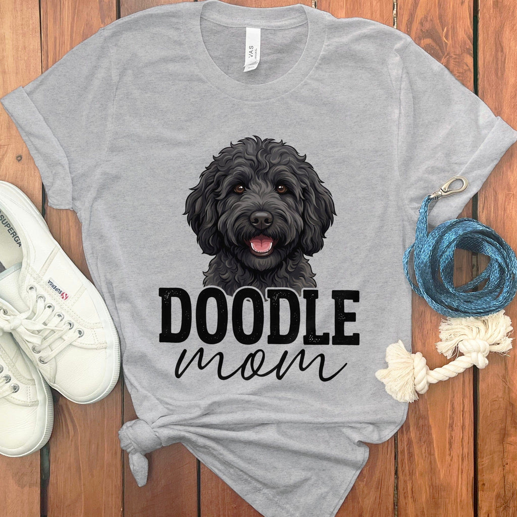 Black Doodle Mom T-Shirt in Athletic Heather / S by Puppy Jo