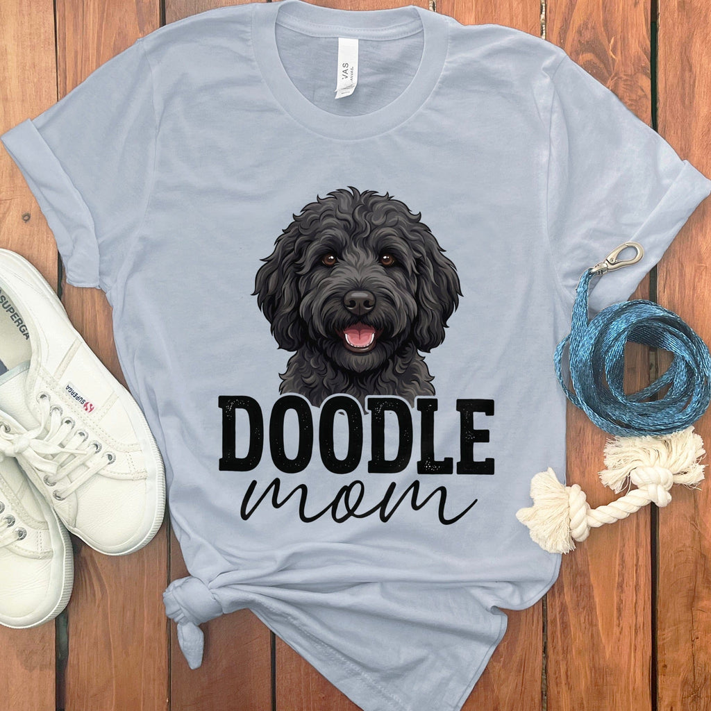 Black Doodle Mom T-Shirt in Light Blue / M by Puppy Jo