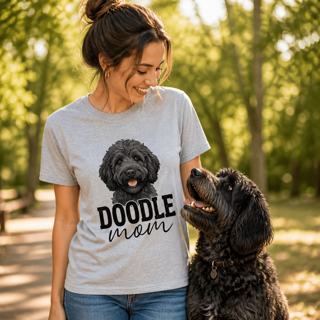Black Doodle Mom T-Shirt in by Puppy Jo