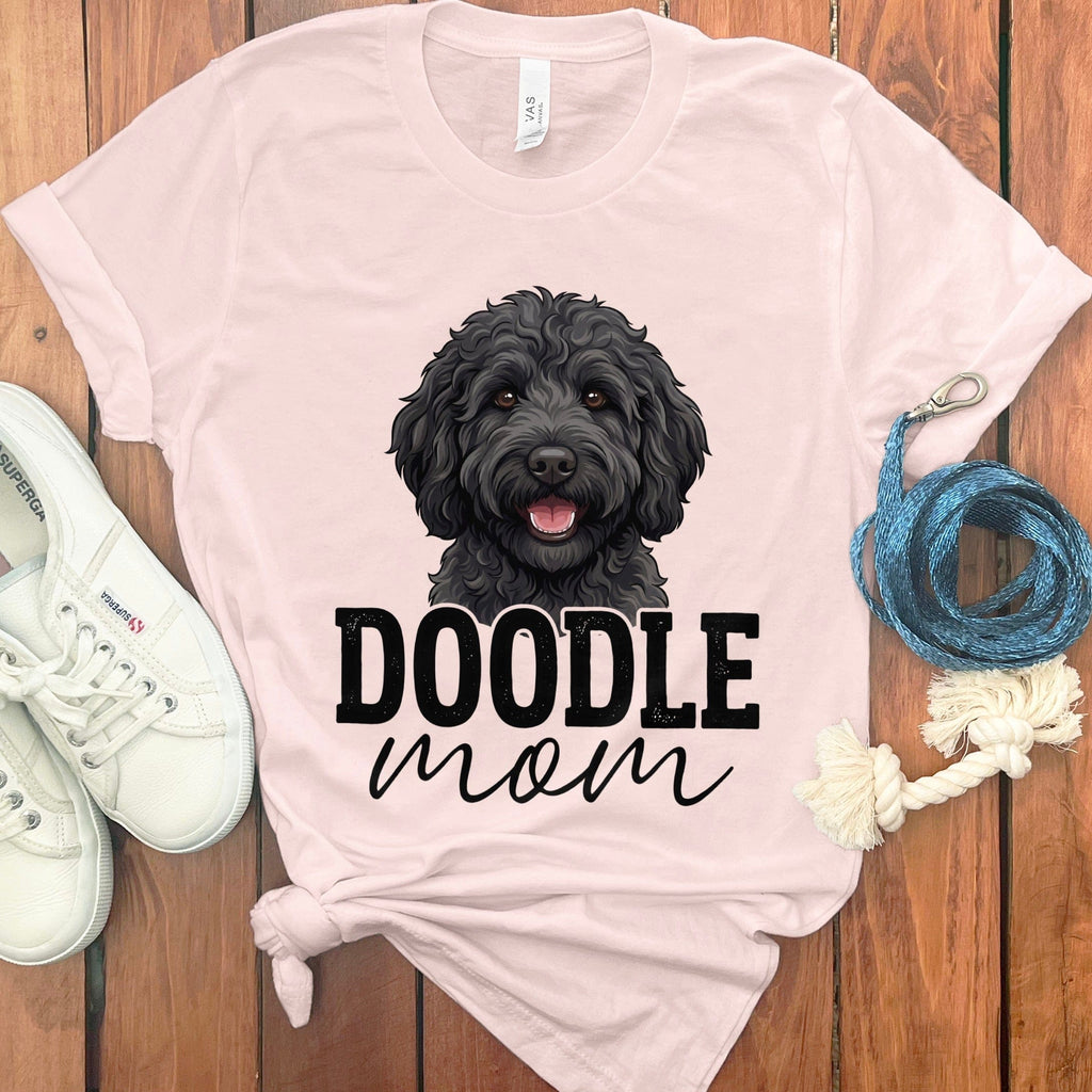 Black Doodle Mom T-Shirt in Soft Pink / S by Puppy Jo