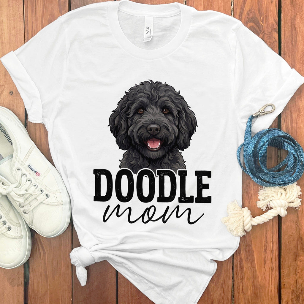 Black Doodle Mom T-Shirt in White / S by Puppy Jo