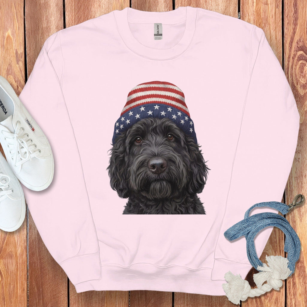 Black Doodle Patriotic Cap Sweatshirt in Light Pink / M / Sweatshirts by Puppy Jo