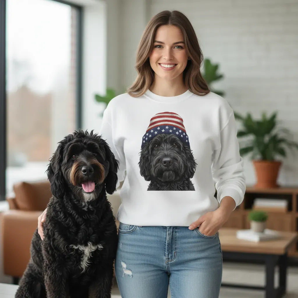 Black Doodle Patriotic Cap Sweatshirt in by Puppy Jo