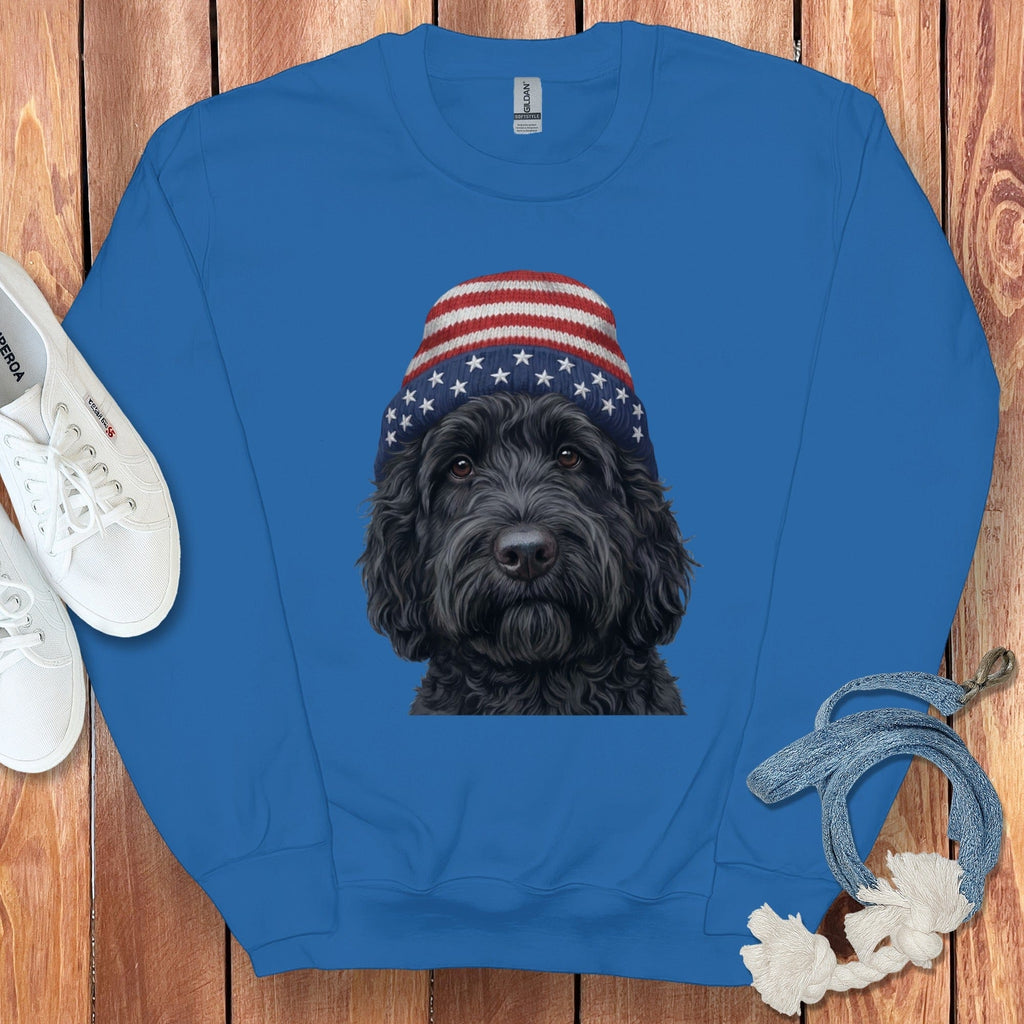 Black Doodle Patriotic Cap Sweatshirt in Royal / M / Sweatshirts #1 by Puppy Jo