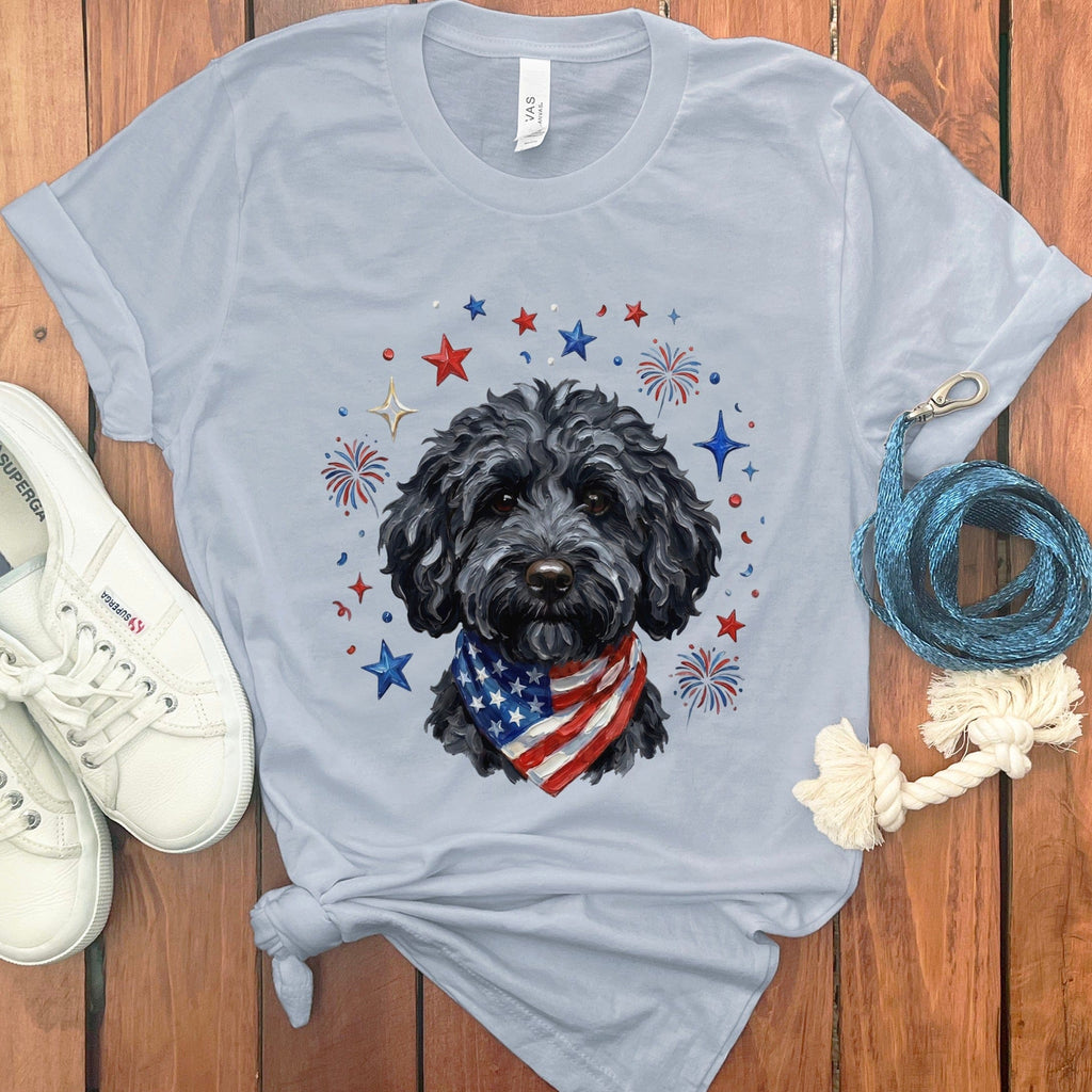 Black Doodle Spirit T-Shirt in Light Blue / S by Puppy Jo