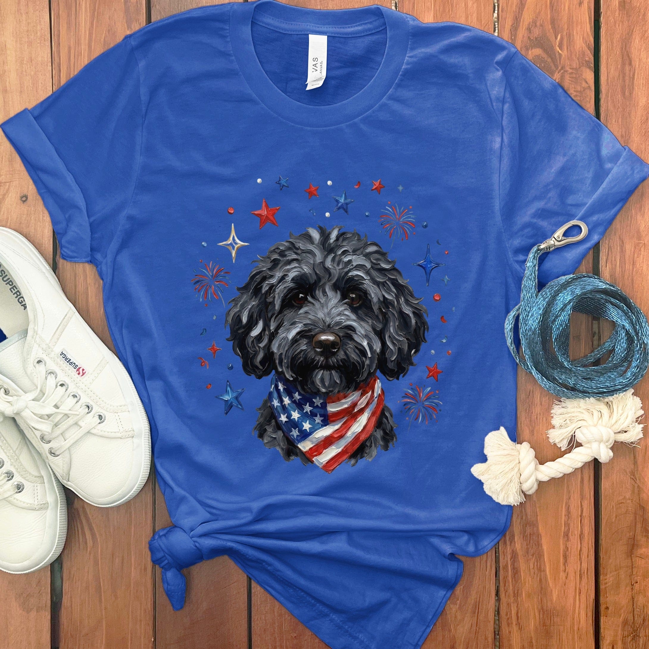 Black Doodle Spirit T-Shirt in True Royal / S by Puppy Jo