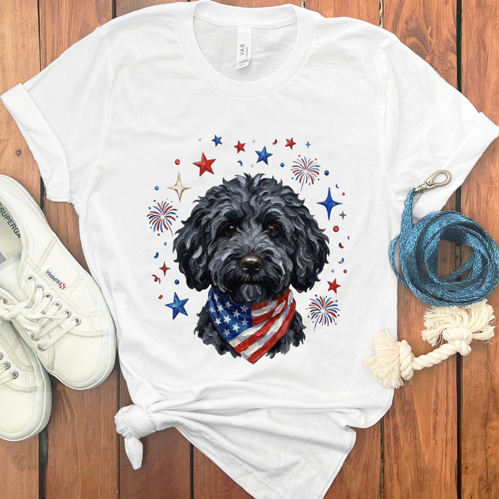 Black Doodle Spirit T-Shirt in White / S by Puppy Jo