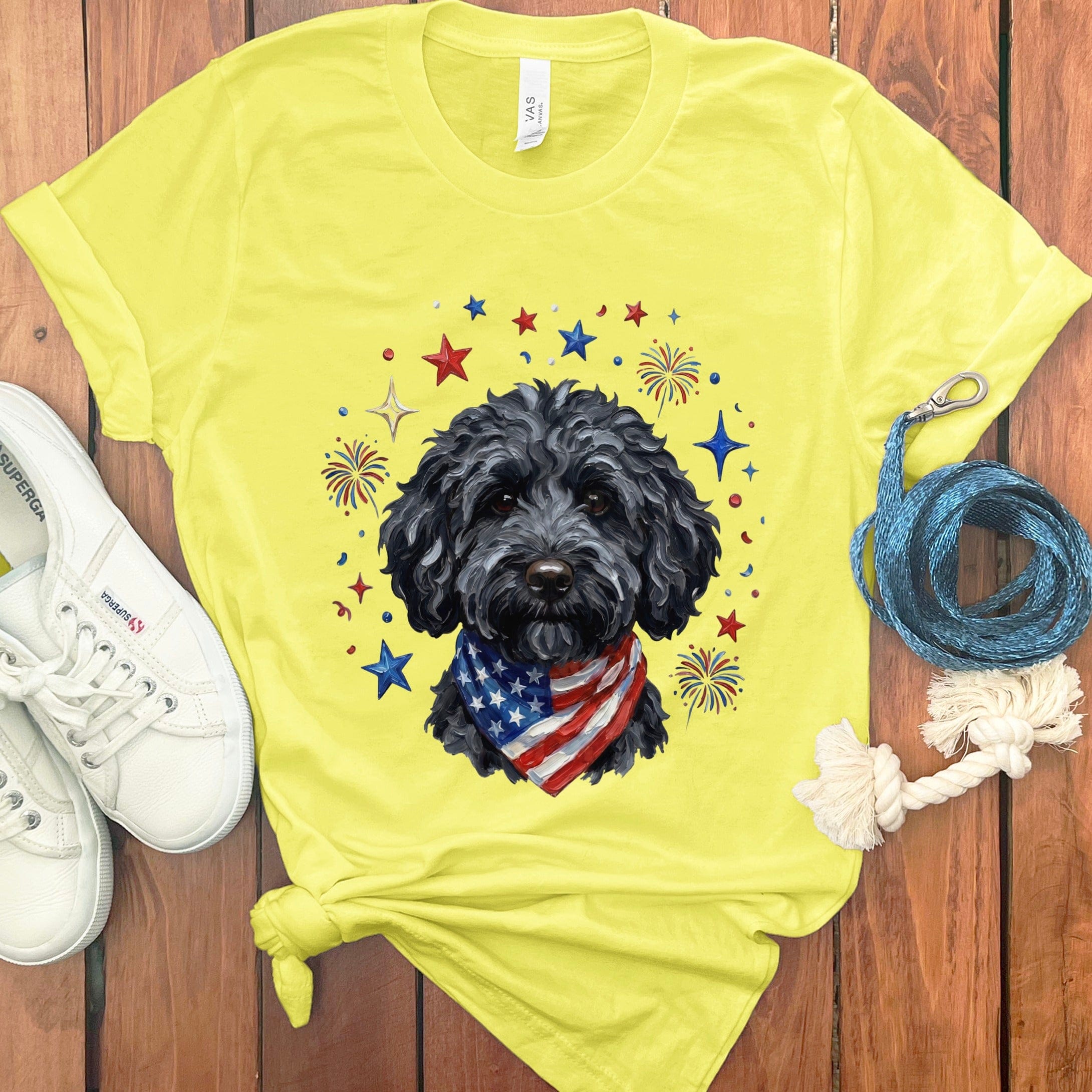 Black Doodle Spirit T-Shirt in Yellow / S by Puppy Jo