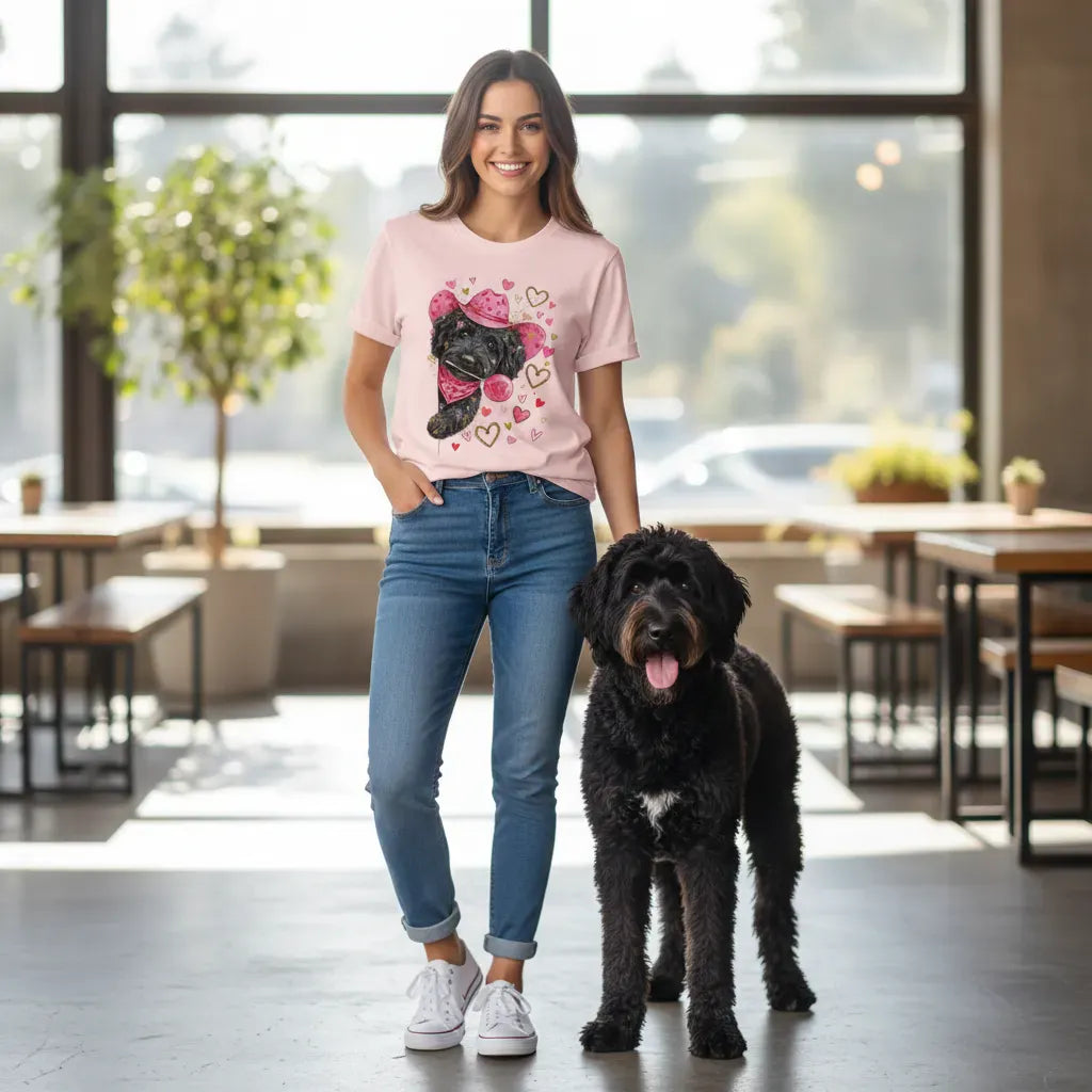 Black Doodle Valentine Cowboy T-Shirt in by Puppy Jo