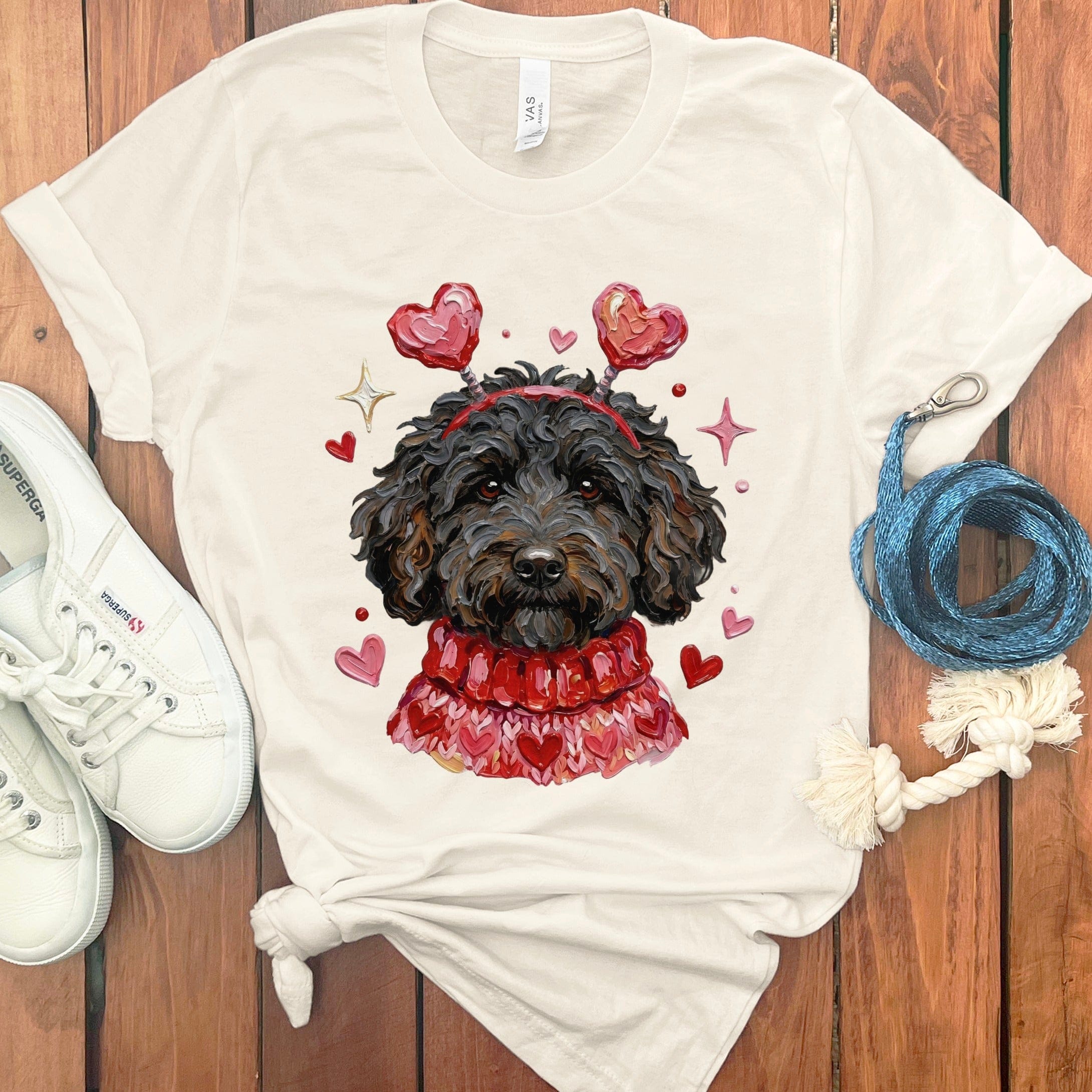 Black Doodle Valentine T-Shirt in Natural / S by Puppy Jo