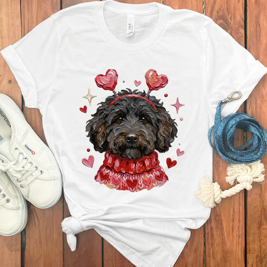 Black Doodle Valentine T-Shirt in White / S by Puppy Jo