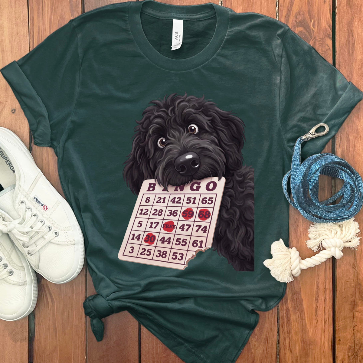 Black Goldendoodle Bingo T-Shirt in Forest / S by Puppy Jo