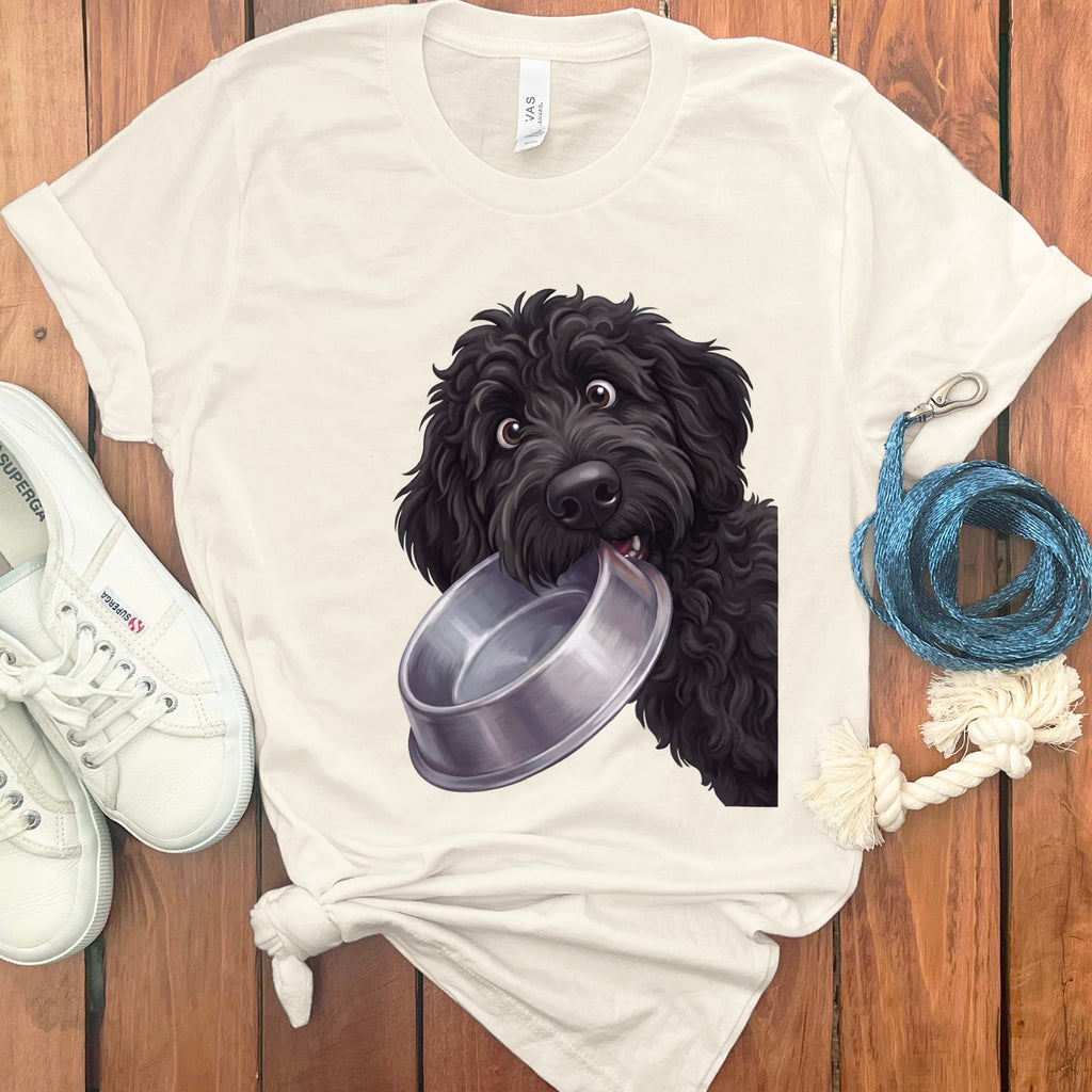 Black Goldendoodle Bowl T-Shirt in Natural / S by Puppy Jo