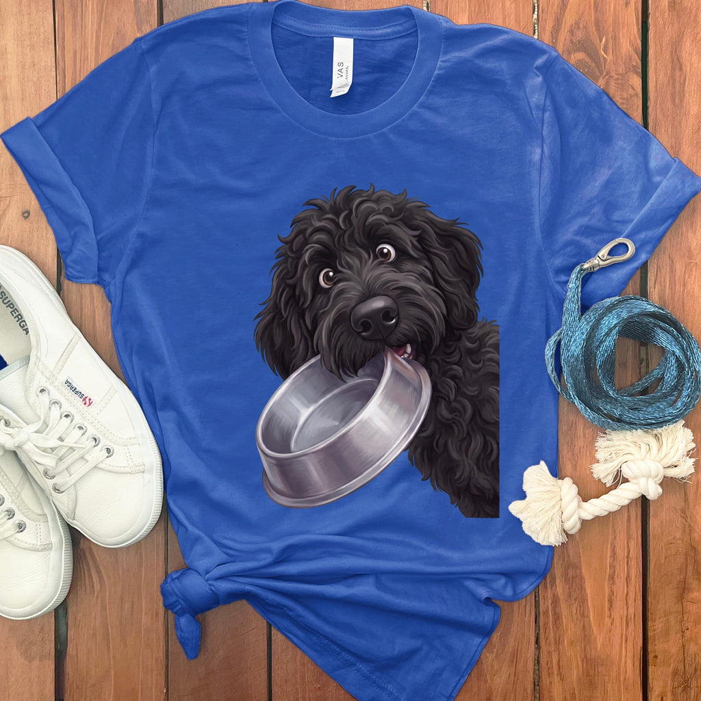 Black Goldendoodle Bowl T-Shirt in True Royal / S by Puppy Jo