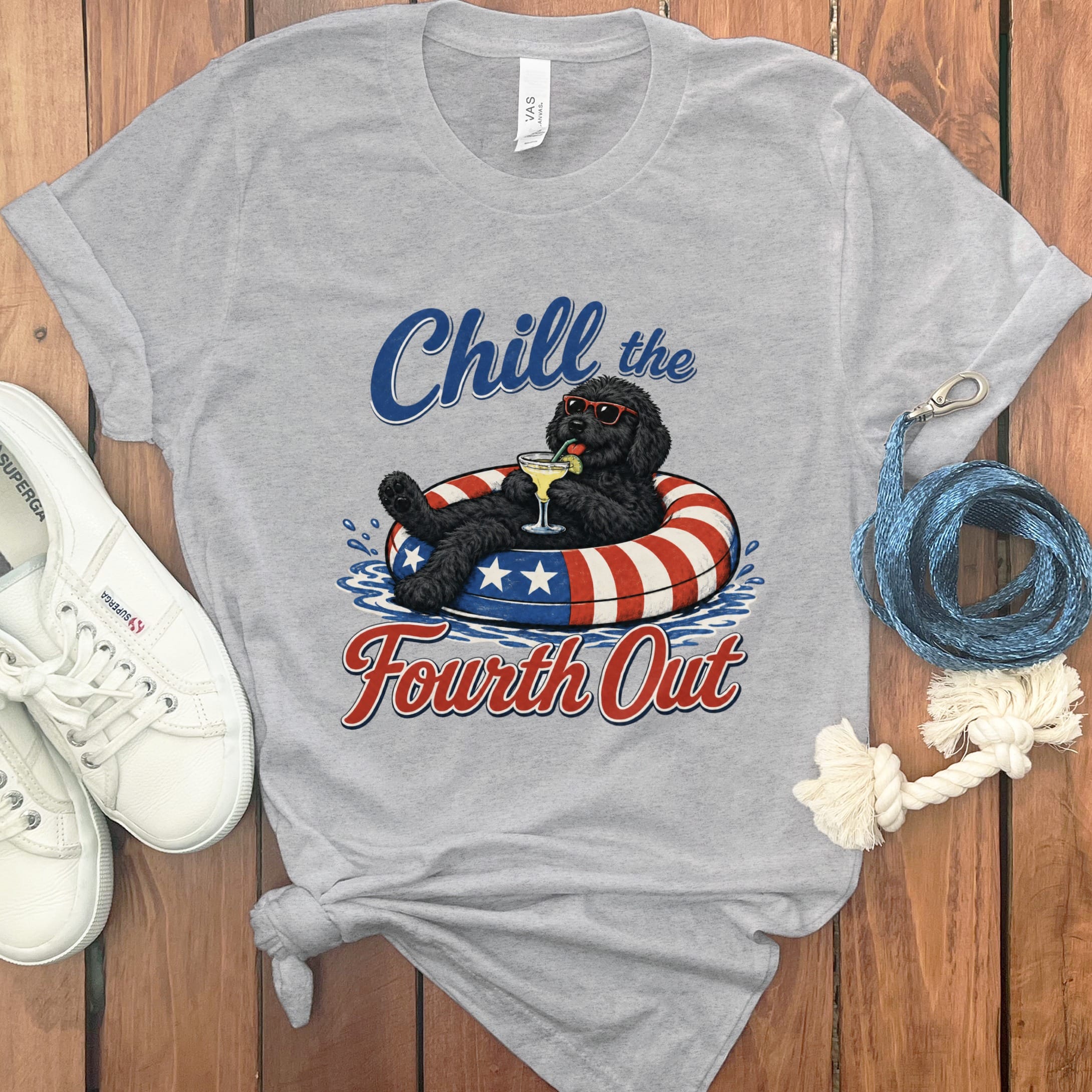 Black Goldendoodle Chill T-Shirt in Athletic Heather / S by Puppy Jo