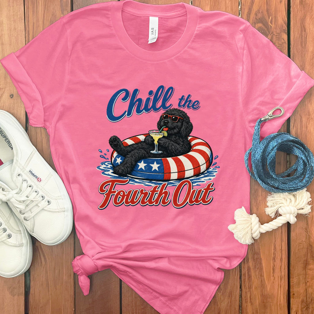 Black Goldendoodle Chill T-Shirt in Charity Pink / S by Puppy Jo