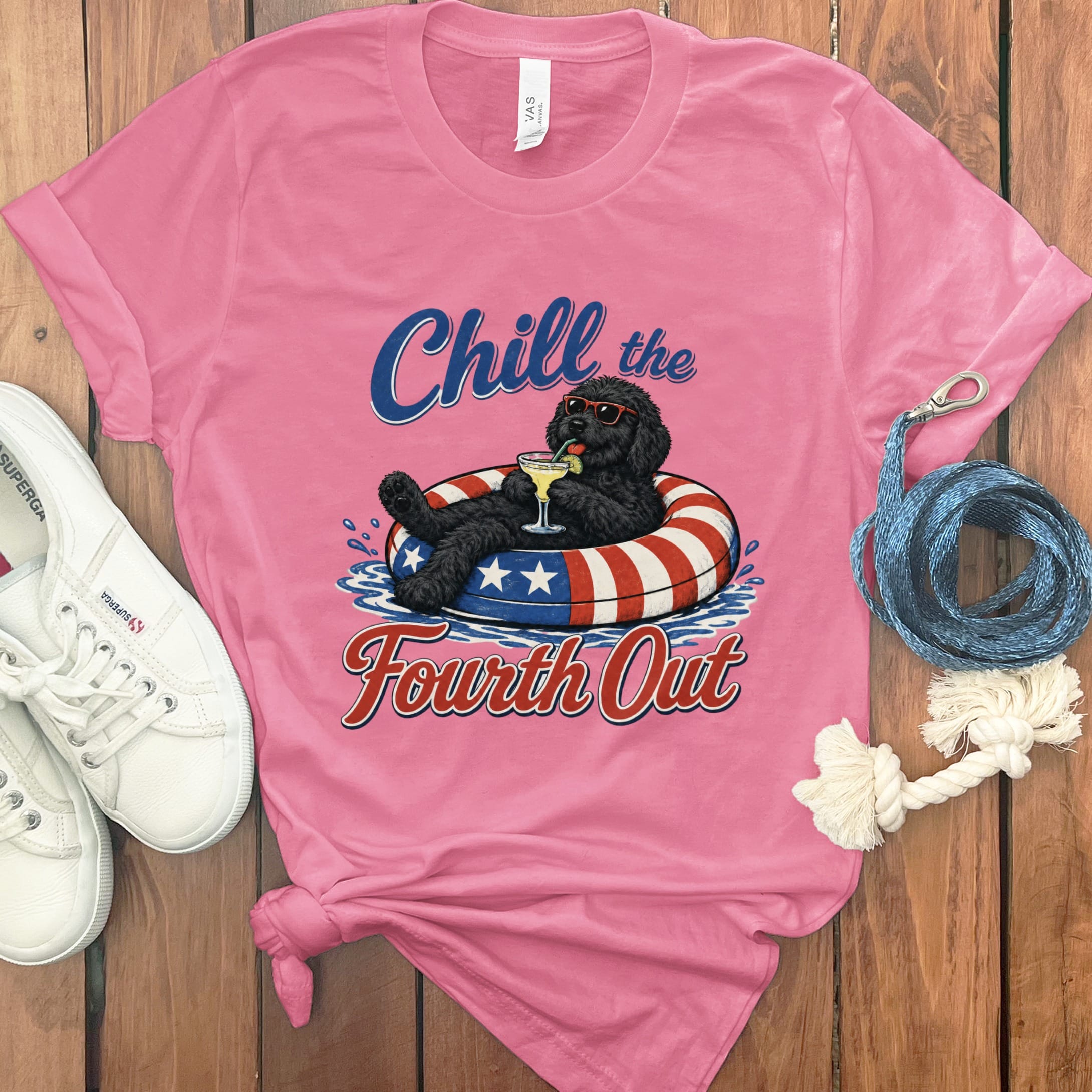 Black Goldendoodle Chill T-Shirt in Charity Pink / S by Puppy Jo