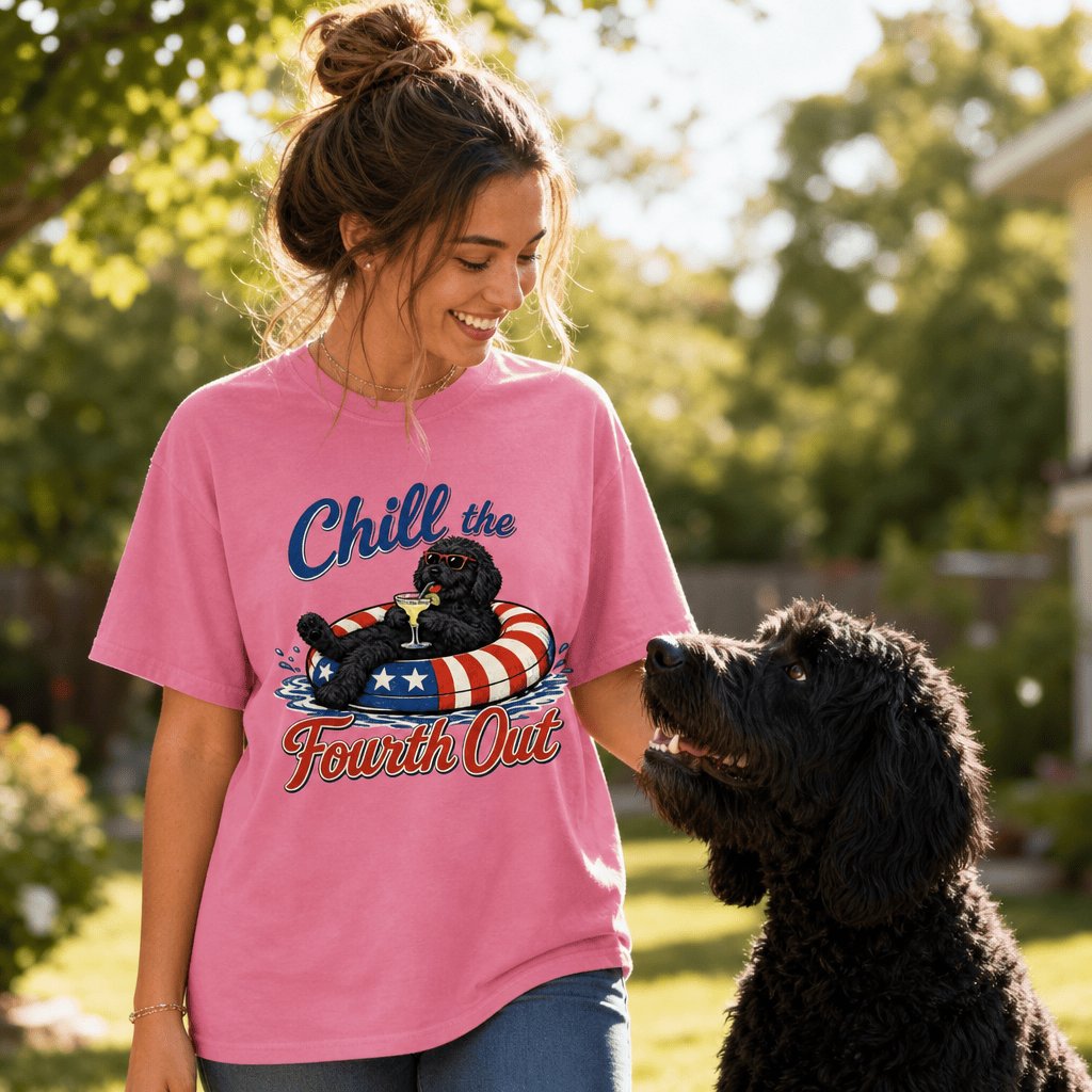 Black Goldendoodle Chill T-Shirt in by Puppy Jo