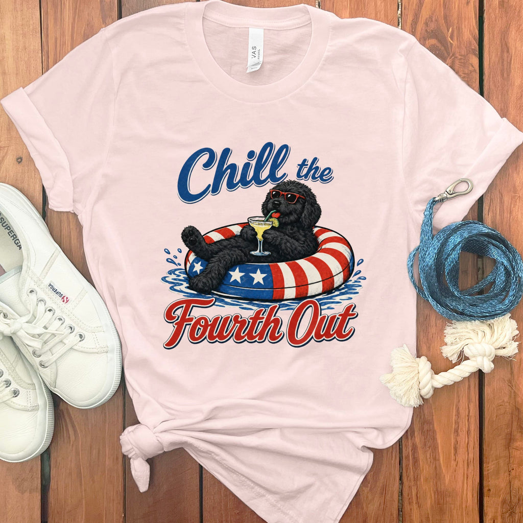 Black Goldendoodle Chill T-Shirt in Soft Pink / S by Puppy Jo