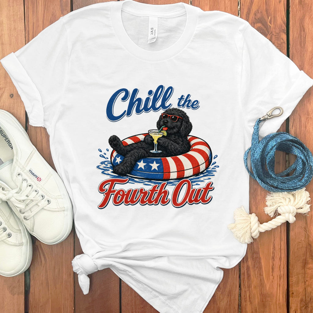 Black Goldendoodle Chill T-Shirt in White / S by Puppy Jo