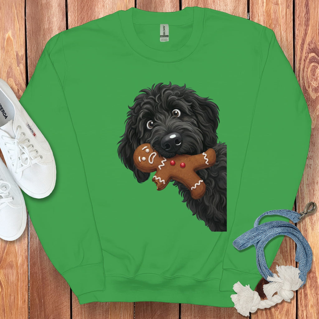 Black Goldendoodle Cookie Thief Sweatshirt in Irish Green / S by Puppy Jo