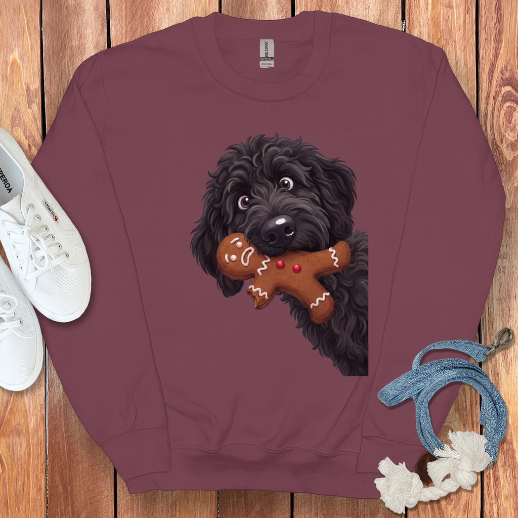 Black Goldendoodle Cookie Thief Sweatshirt in Maroon / S by Puppy Jo