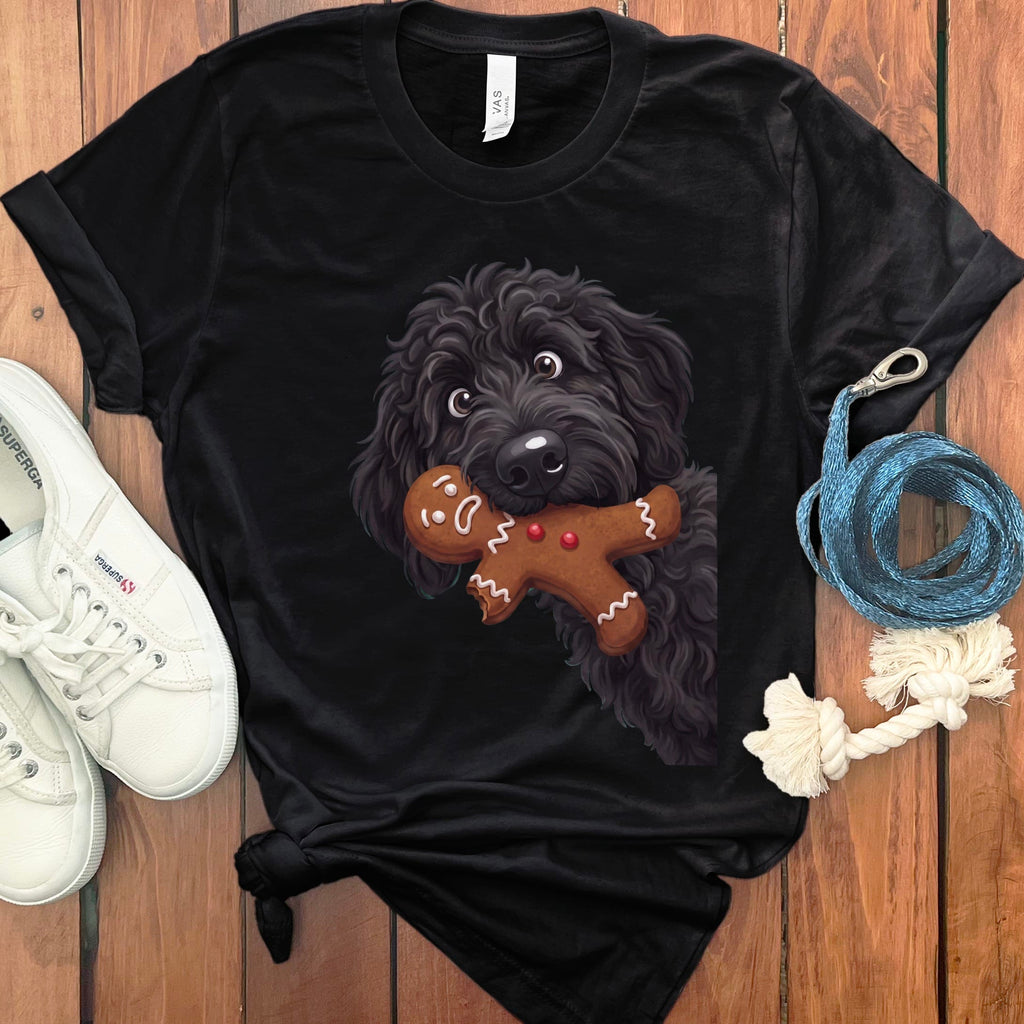Black Goldendoodle Cookie Thief T-Shirt in Black / S by Puppy Jo