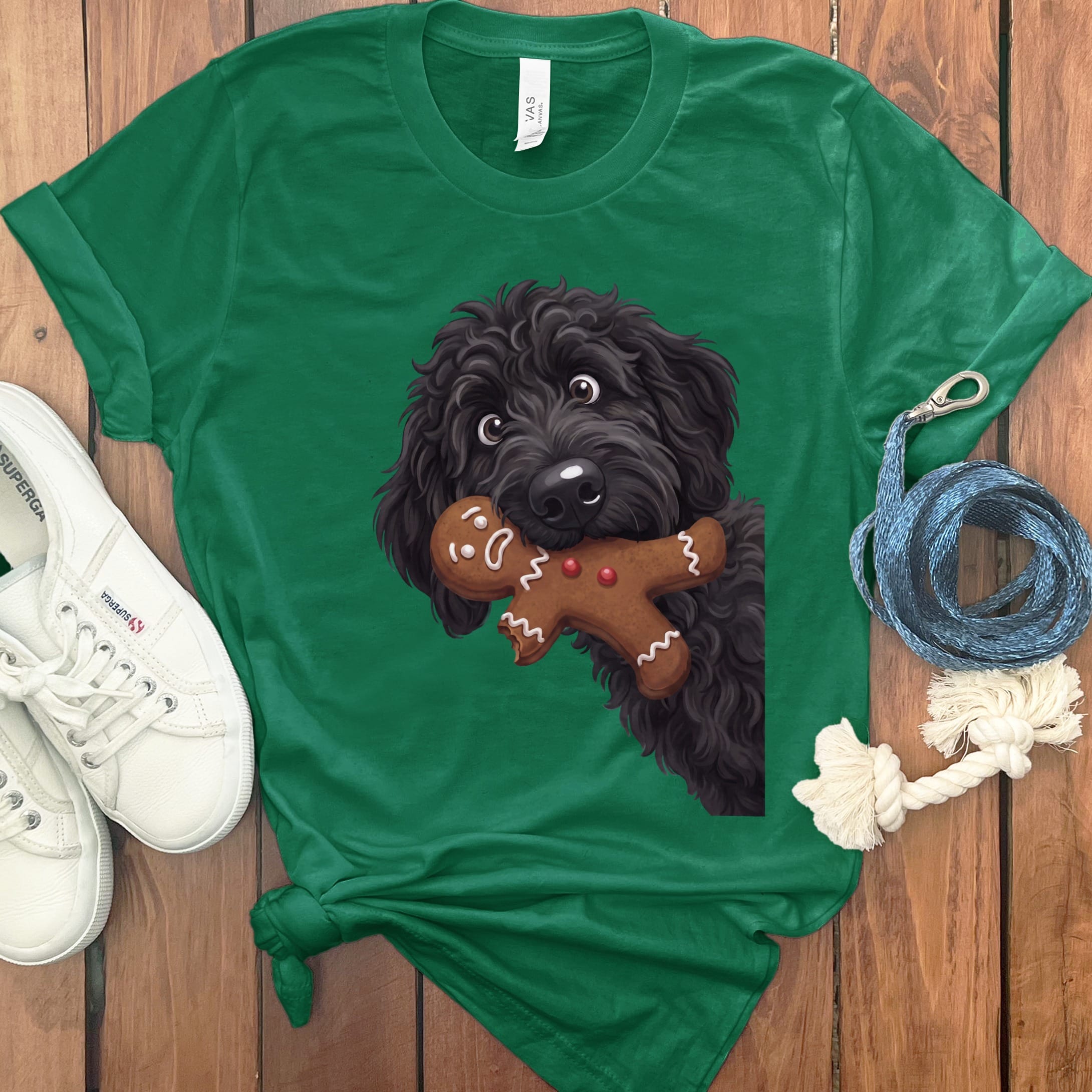 Black Goldendoodle Cookie Thief T-Shirt in Kelly / S by Puppy Jo