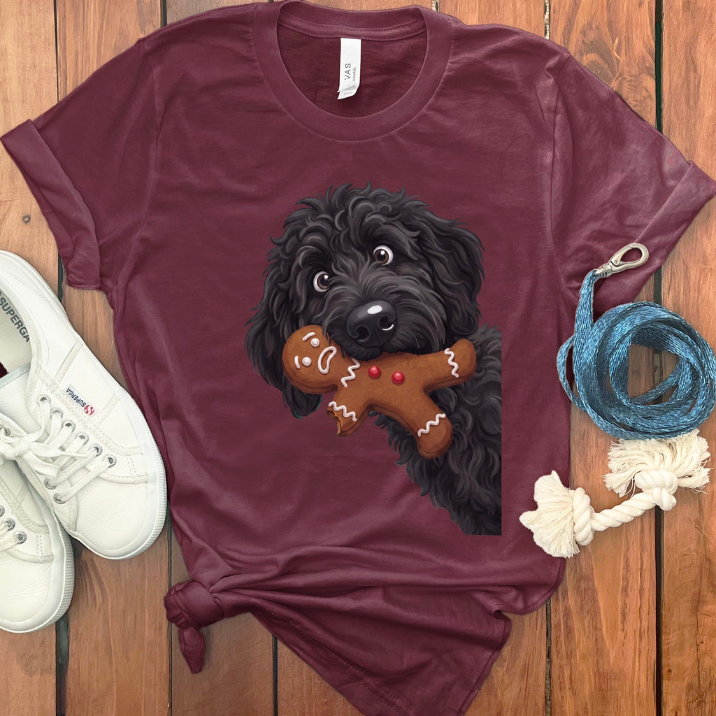 Black Goldendoodle Cookie Thief T-Shirt in Maroon / S by Puppy Jo