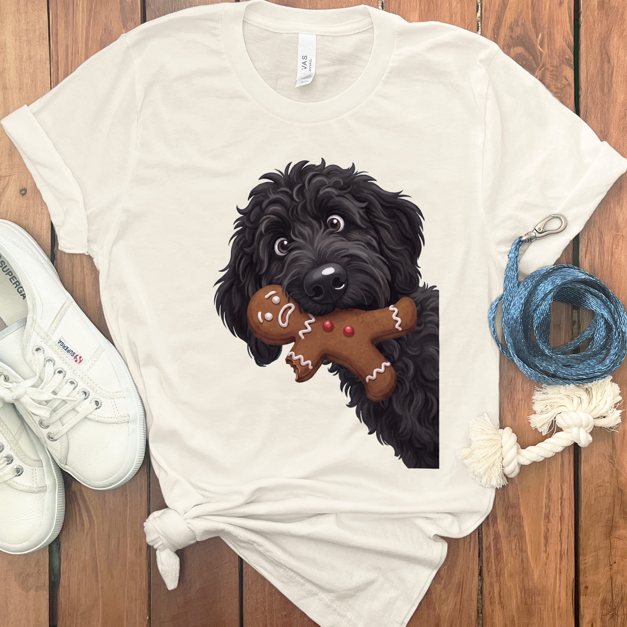 Black Goldendoodle Cookie Thief T-Shirt in Natural / S by Puppy Jo