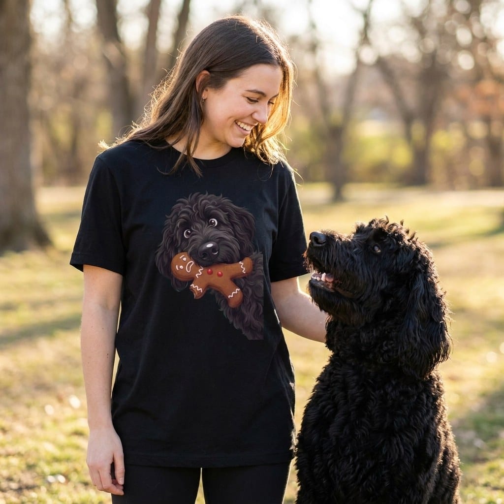 Black Goldendoodle Cookie Thief T-Shirt in by Puppy Jo