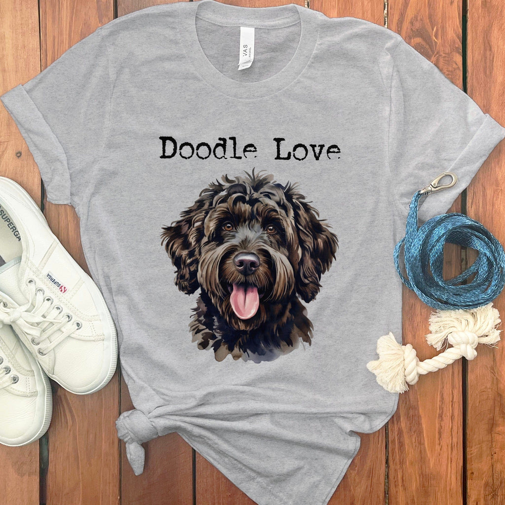 Black Goldendoodle Doodle Love T-Shirt in Athletic Heather / S by Puppy Jo
