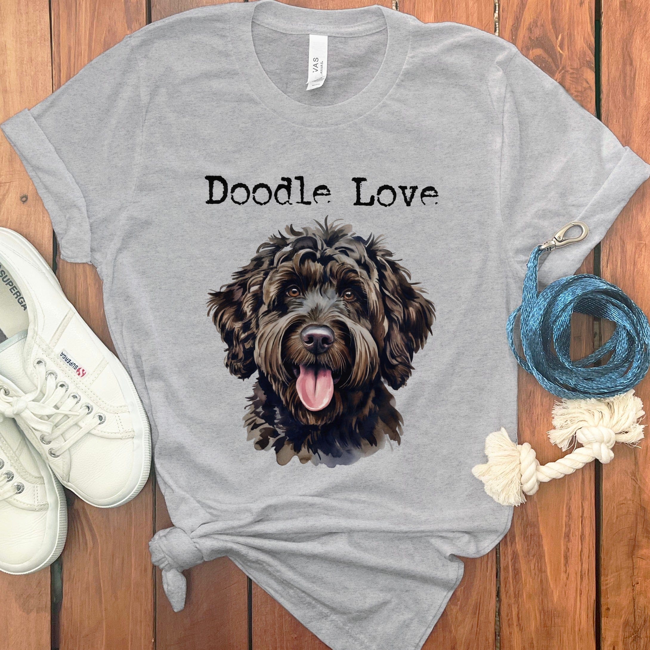 Black Goldendoodle Doodle Love T-Shirt in Athletic Heather / S by Puppy Jo
