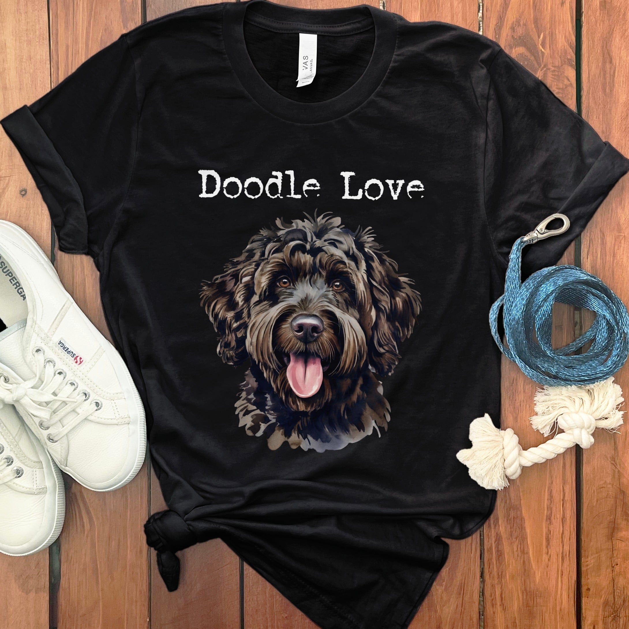 Black Goldendoodle Doodle Love T-Shirt in Black / S by Puppy Jo