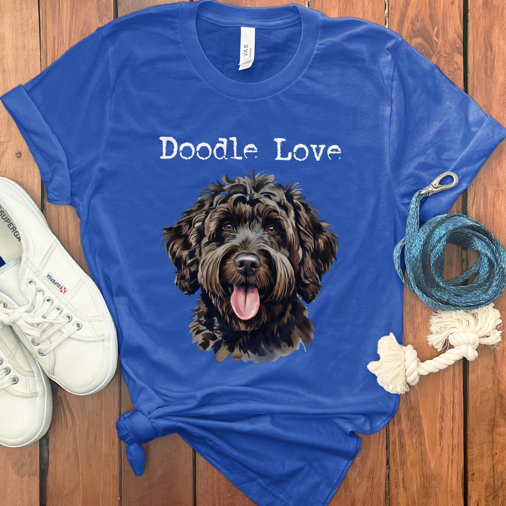 Black Goldendoodle Doodle Love T-Shirt in True Royal / S by Puppy Jo