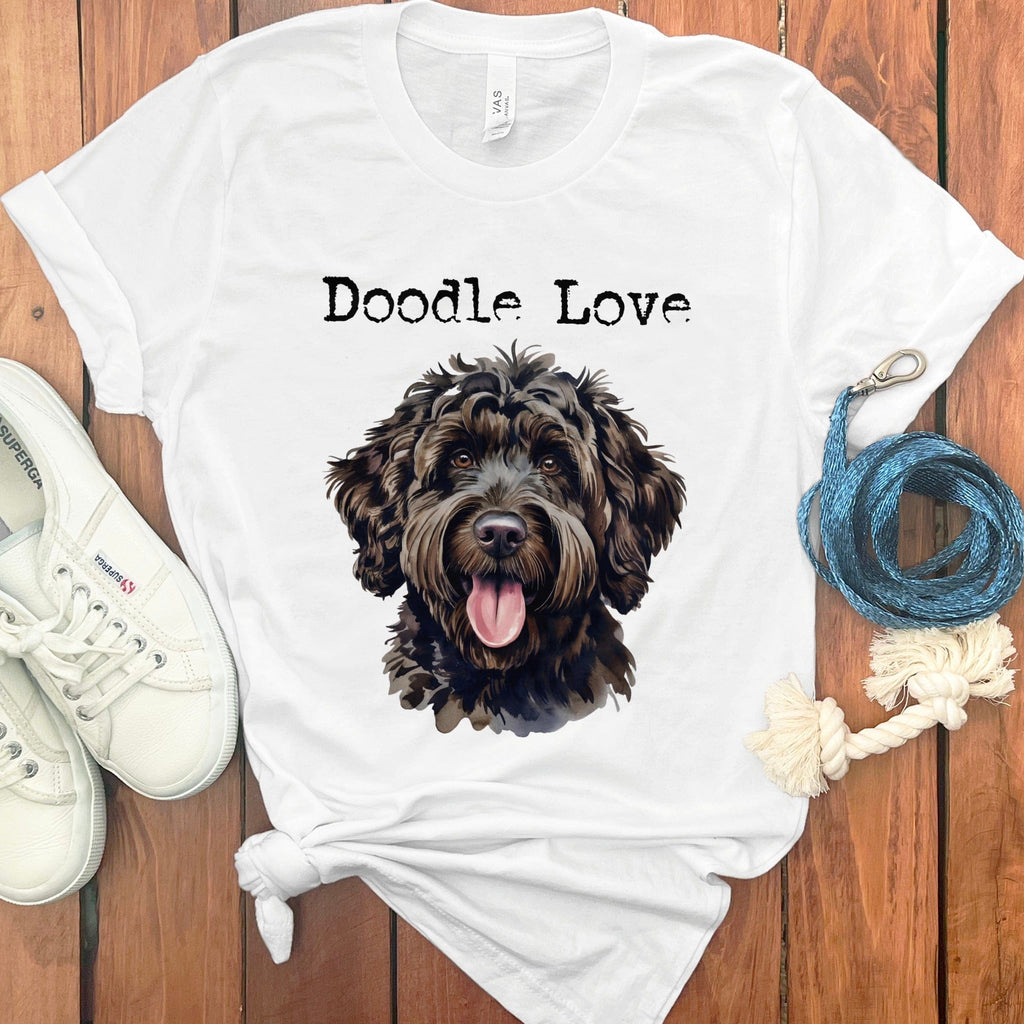 Black Goldendoodle Doodle Love T-Shirt in White / S by Puppy Jo