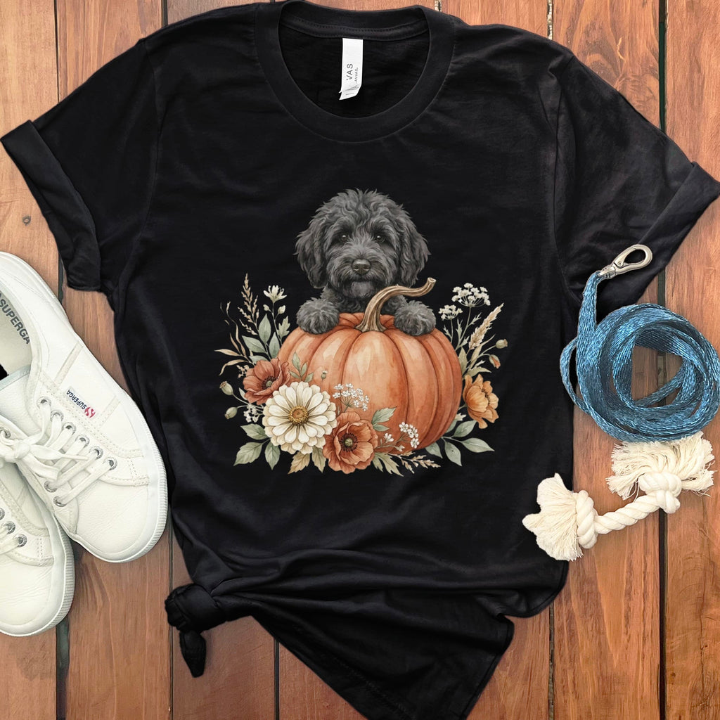 Black Goldendoodle Fall T-Shirt in Black / S by Puppy Jo