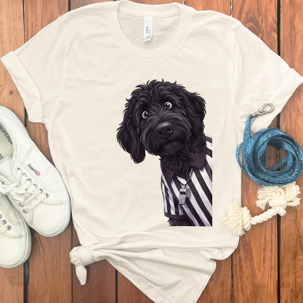Black Goldendoodle Football Referee T-Shirt in S / Natural by Puppy Jo
