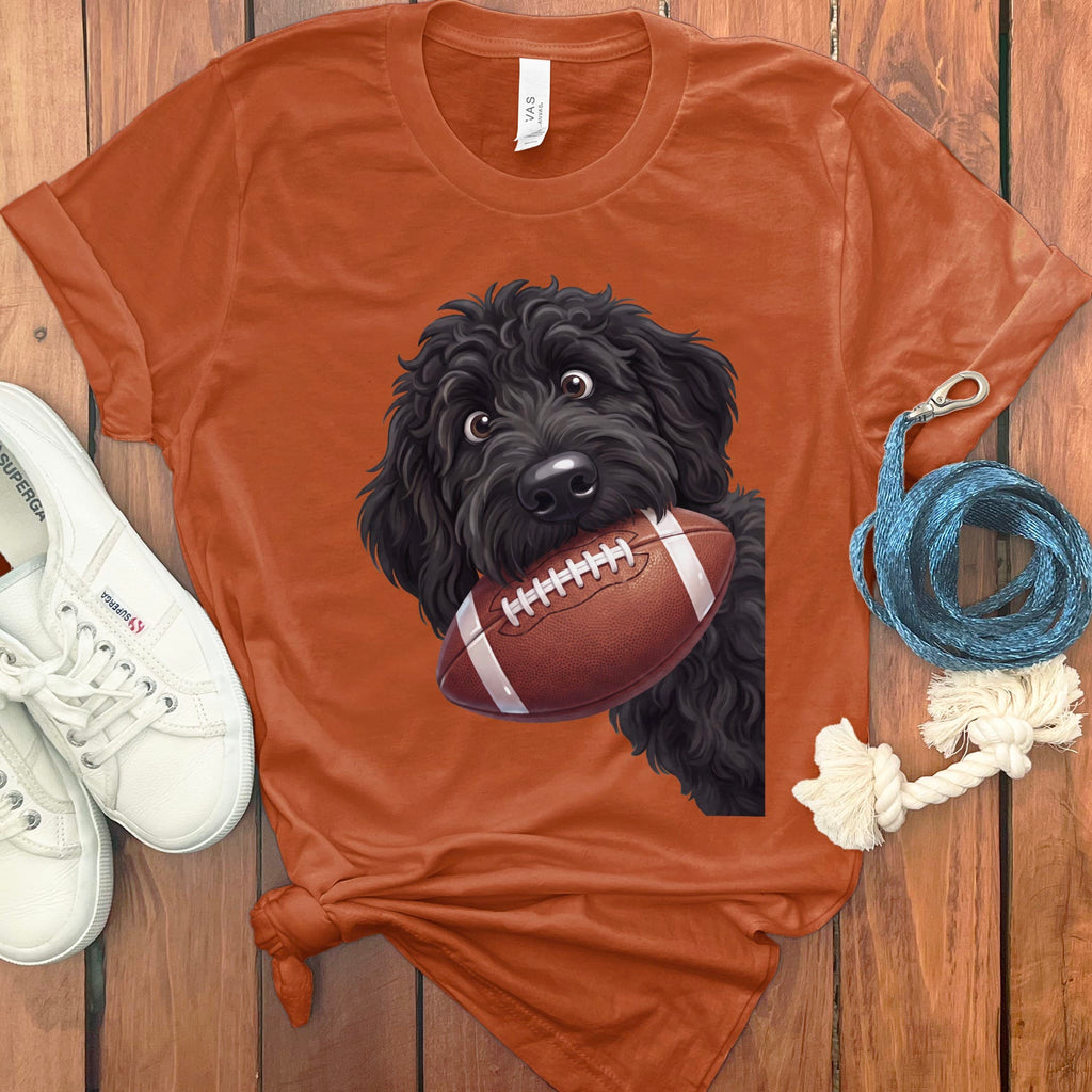 Black Goldendoodle Football T-Shirt in Autumn / S by Puppy Jo
